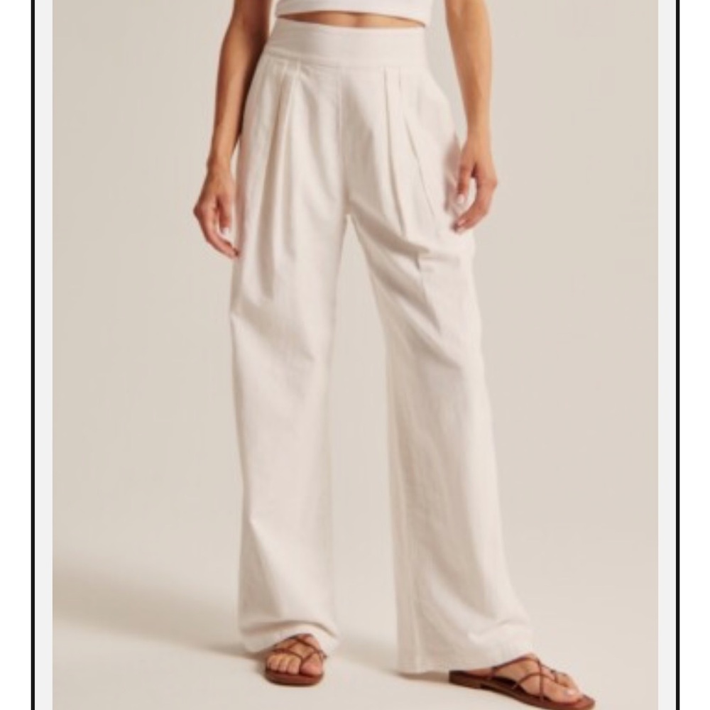 Abercrombie & Fitch Cream Wide Leg Pants High Waisted